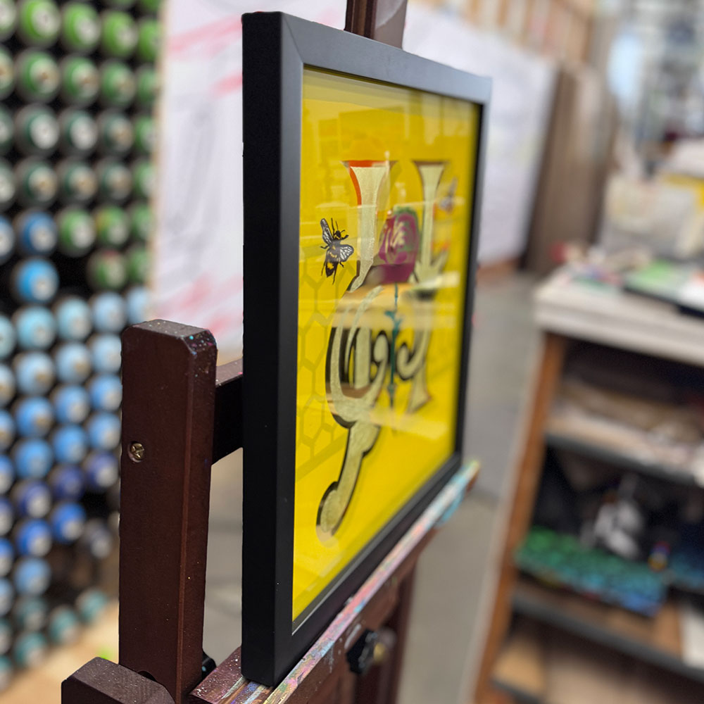 Niko Alexander - H is for Honey - Gold Leaf and Enamel on Glass