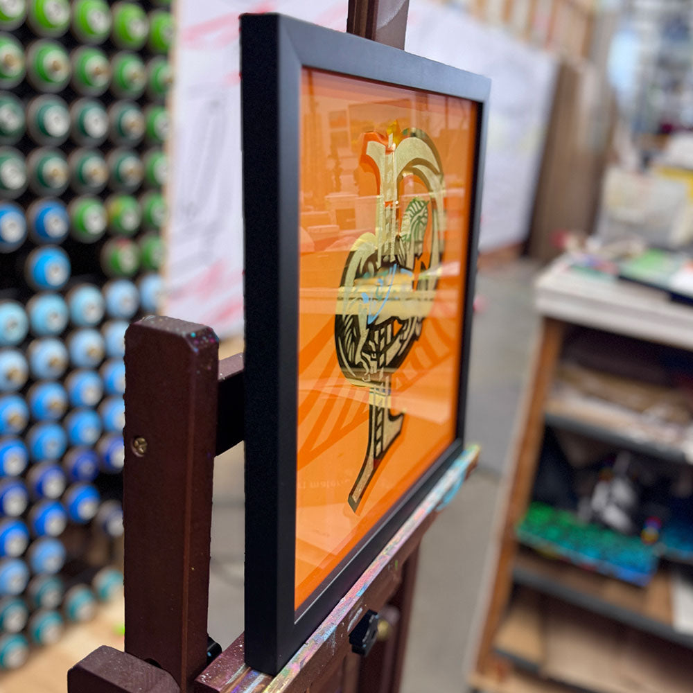 Niko Alexander - P is for Prance - Gold Leaf and Enamel on Glass